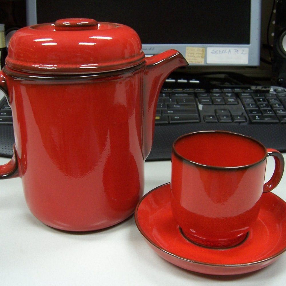 Flame by THOMAS - Coffee Pot W/ Lid And Flat Cup & Saucer Set